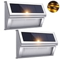 thumbnail image 1 of ROSHWEY 2 Pack Solar Deck Lights Outdoor, Stainless Steel Solar Step Lights Waterproof Led Solar lights for Outdoor Stairs, Step, Fence, Yard, Patio, Pathway, Amber Light, 1 of 5