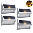 thumbnail image 1 of ROSHWEY 4 Pack Solar Deck Lights Outdoor, Stainless Steel Solar Step Lights Waterproof Led Solar lights for Outdoor Stairs, Step, Fence, Yard, Patio, Pathway, Amber Light, 1 of 5