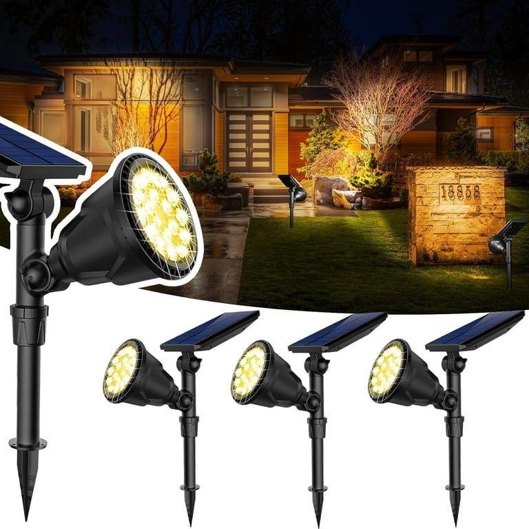 ROSHWEY 600LM Solar Spotlights Outdoor for Garden,IP65 Waterproof Solar Spot Lights Landscape Lighting for Walkway Wall Garden Backyard Path Pathway