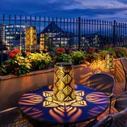 ROSHWEY 4 Pack Outdoor Solar Hanging Lantern Lights Metal LED Decorative Light for Garden Patio Yard Lawn and Tabletop with Hollowed-Out Design, Bronze Color, Leaf Pattern