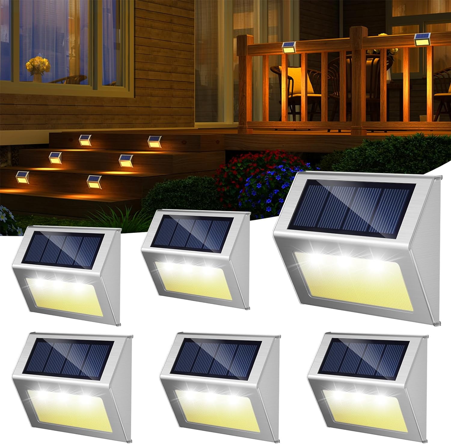 Transforming Outdoor Spaces with 12 PCS Solar Powered LED Outdoor Stairway Lights