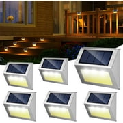 ROSHWEY 6PCS Solar Deck Lights, Solar Outdoor Lights Waterproof, Solar Powered Outdoor Lights Step Lights for Garden Backyard Patio Yard Wall Stair Railing Lighting, Amber Light