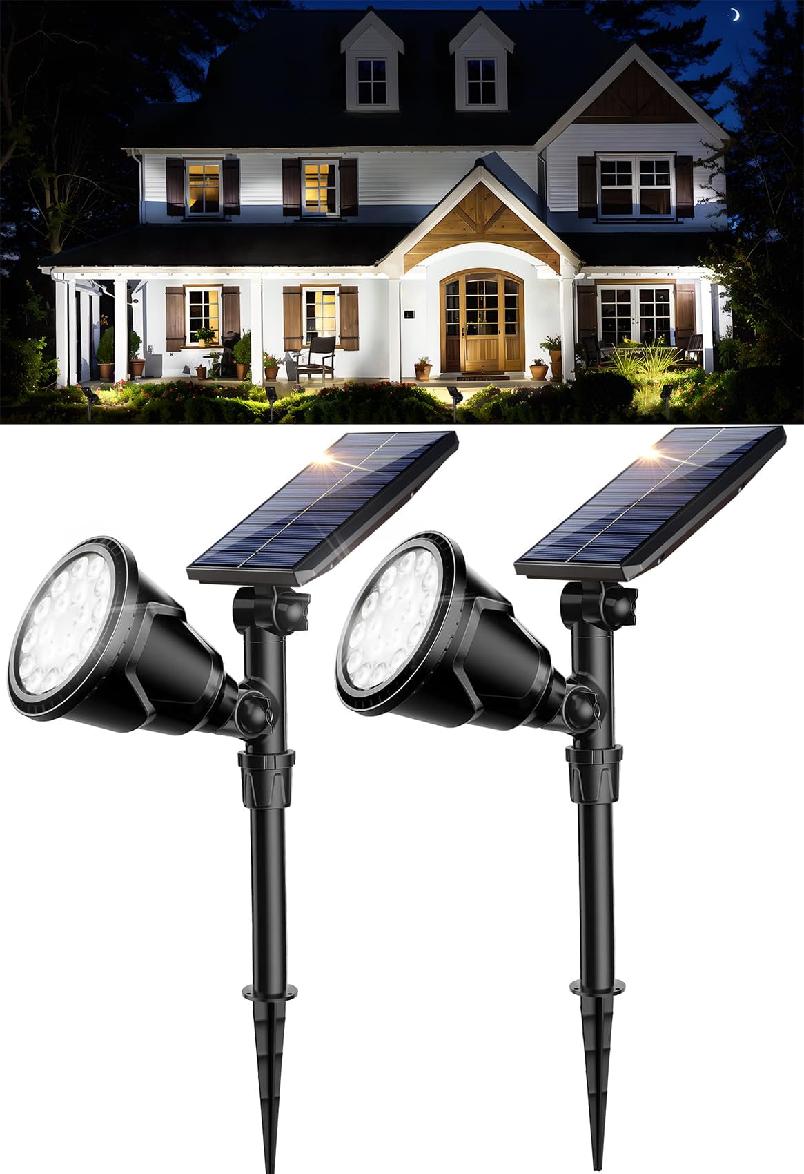 ROSHWEY Solar Spot Lights YPF5 Outdoor, 600LM Solar Flood Lights ...