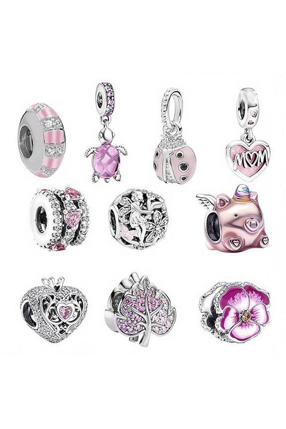 10 Pack Silver Charms for Bracelets and Necklaces Charms for Women Pendant Beads Set