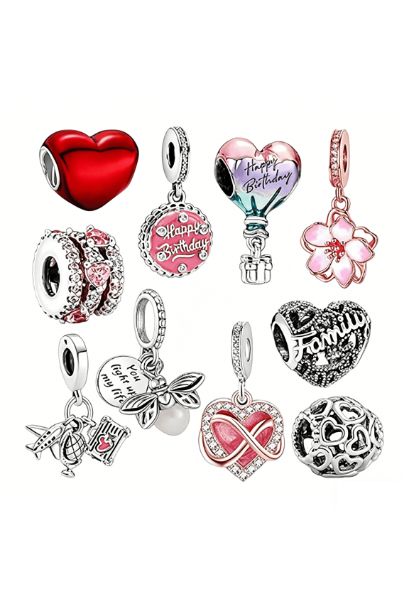 10 Pack Silver Charms for Bracelets and Necklaces Charms for Women Pendant Beads Set
