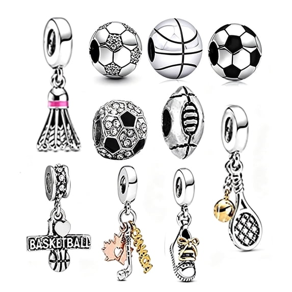 ROSIANNA 10 Pack Silver Charms for Bracelets and Necklaces Charms for Women Pendant Beads Set