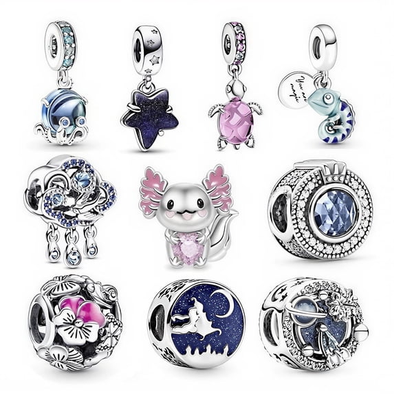 ROSIANNA 10 Pack Silver Charms for Bracelets and Necklaces Charms for Women Pendant Beads Set