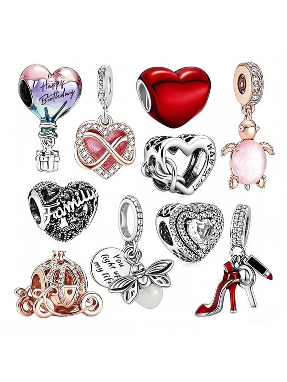 Alloy Women's Charm Pendant Set, Mixed Designs, 10 Pieces