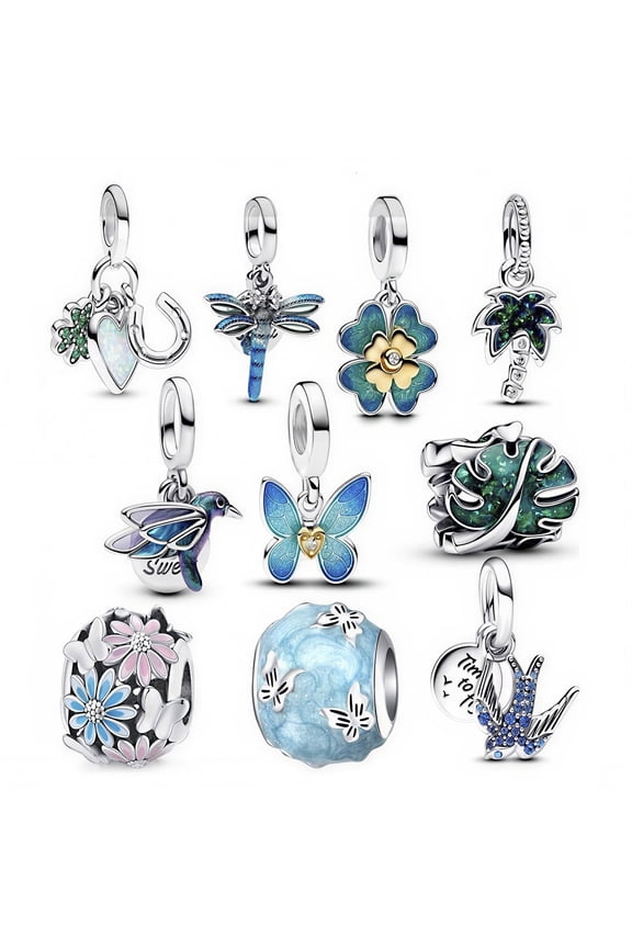 10 Pack Silver Charms for Bracelets and Necklaces Charms for Women Pendant Beads Set
