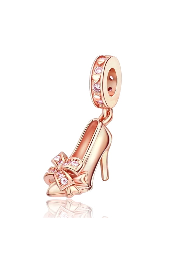 925 Sterling Silver Charm for Bracelets Rose gold high heels Pendant Charm Women Bracelet Charm