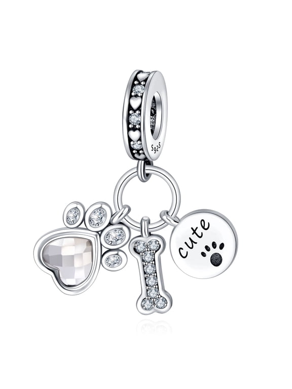 925 Sterling Silver Claw-Marked Bone Circular Character Plaque Dangle Charm