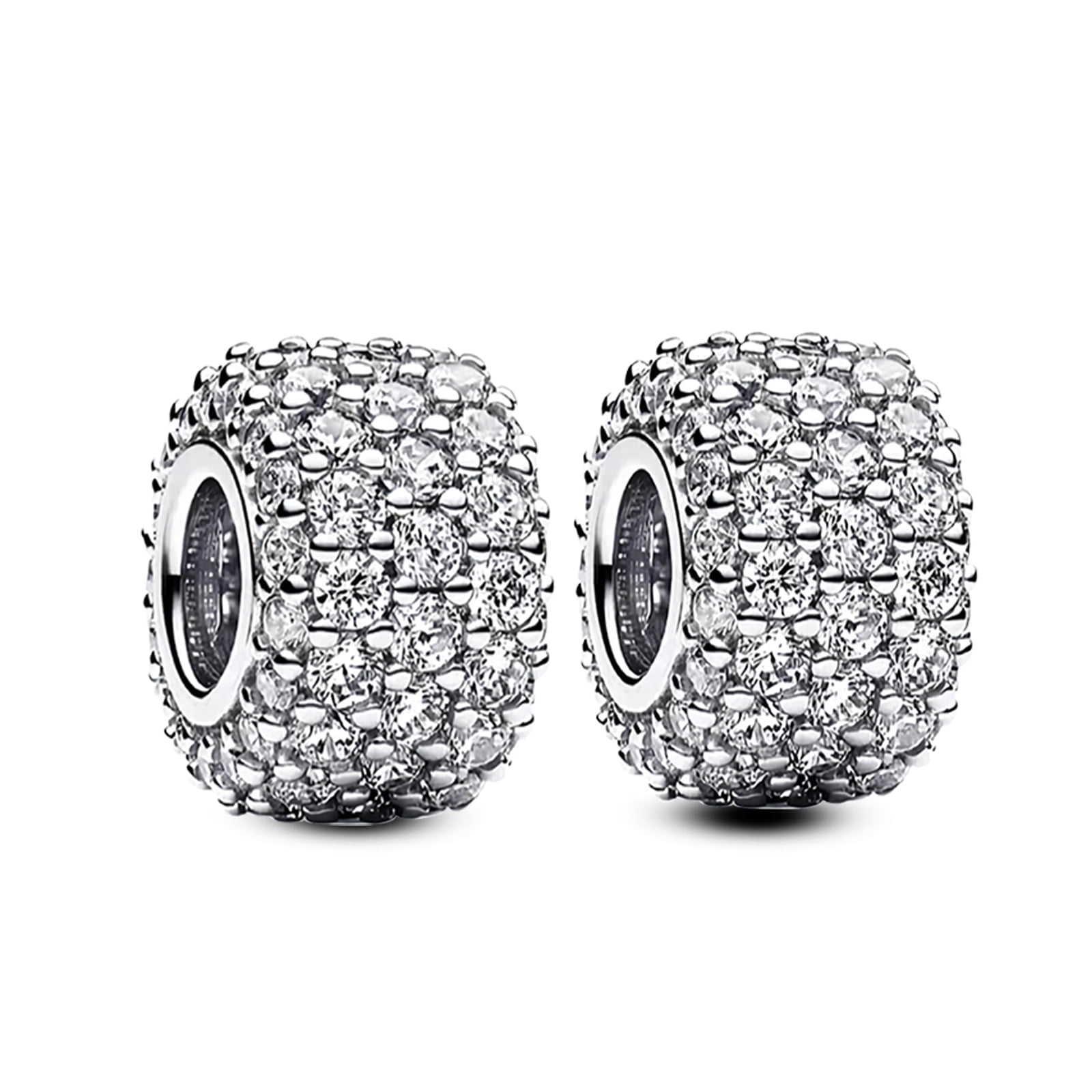 ROSIANNA 925 Sterling Silver Clear Cubic Zirconia Bracelet Charms, 2 Pack