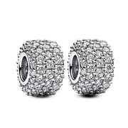 ROSIANNA 925 Sterling Silver Clear Cubic Zirconia Bracelet Charms, 2 Pack