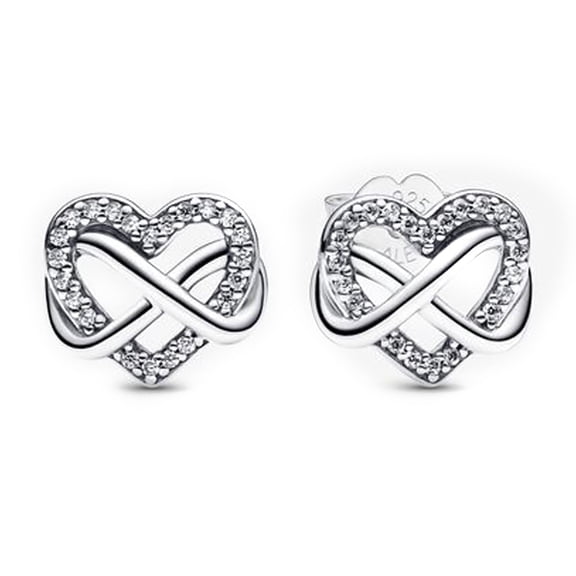 ROSIANNA Women's 925 Sterling Silver Sparkling Infinite Heart Stud Earrings Women's 925 Sterling Silver Heart-Shaped Stud Earrings