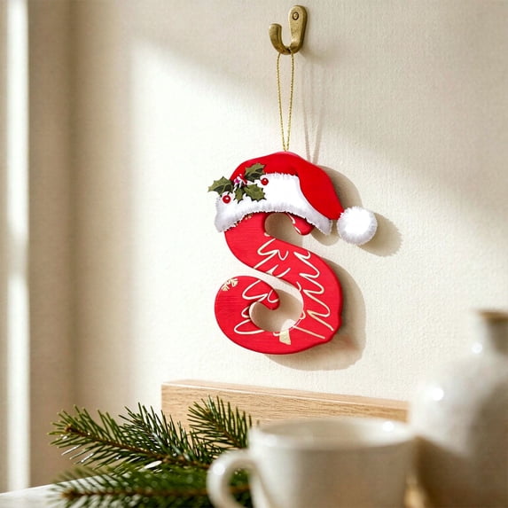 ROSINE Santa Hat Alphabet Letter Acrylic Christmas Ornament, Letter S ...
