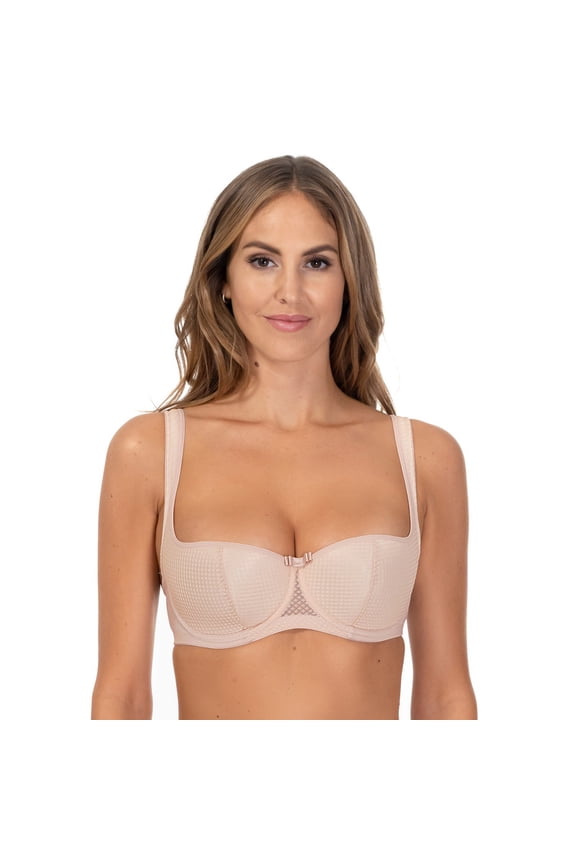 Women's Lace Balconette Bra with Push-Up Effect, Underwired Demi Cup, Kamila Collection