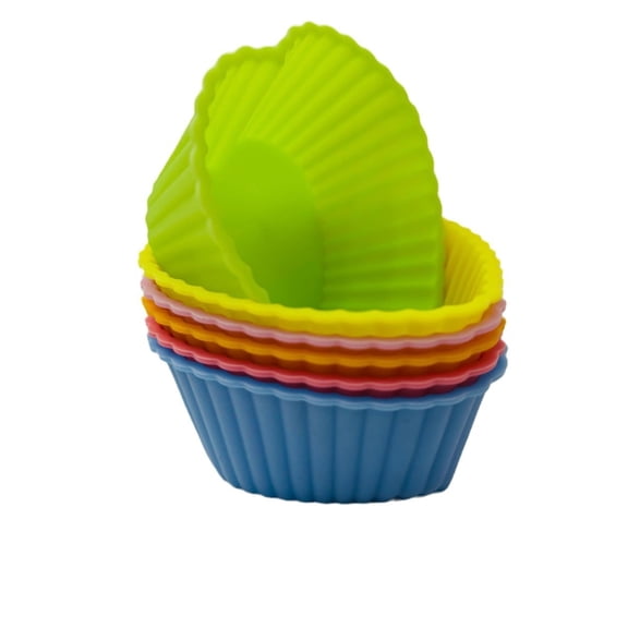 ROSOZ 12 Pack Multi-Color Heart Shaped Silicone Muffin Cups, Non-Stick Molds for Cakes and Desserts
