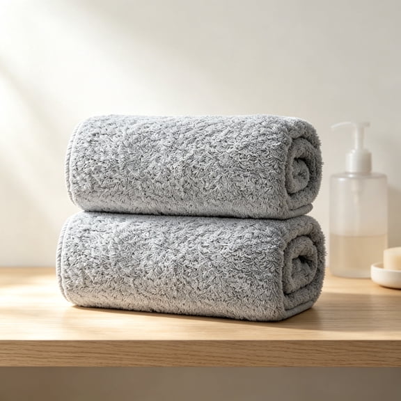 ROSOZ 2 Pack 210g Thick Cotton Towels, Soft Absorbent Face Towels for Bathroom Daily Use
