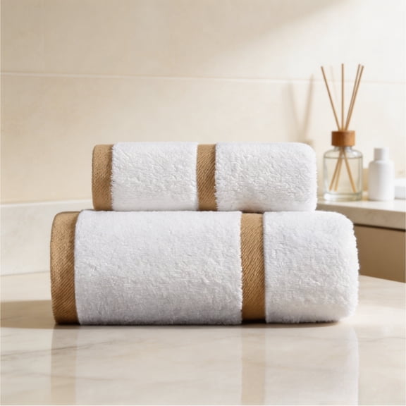 ROSOZ 2 Pack Hotel Grade Cotton Towel Set, 32-Ply Combed Yarn Spiral Terry Towels, 150g Face & 600g Thick Bath Towel, Ultra Soft Super Absorbent Lint-Free Towels for Bathroom Home Homestay