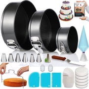 ROSOZ 216pcs Non Stick Cake Pans 8 9 10in Round Heart Baking Molds Decorating Baking Kit for Beginners