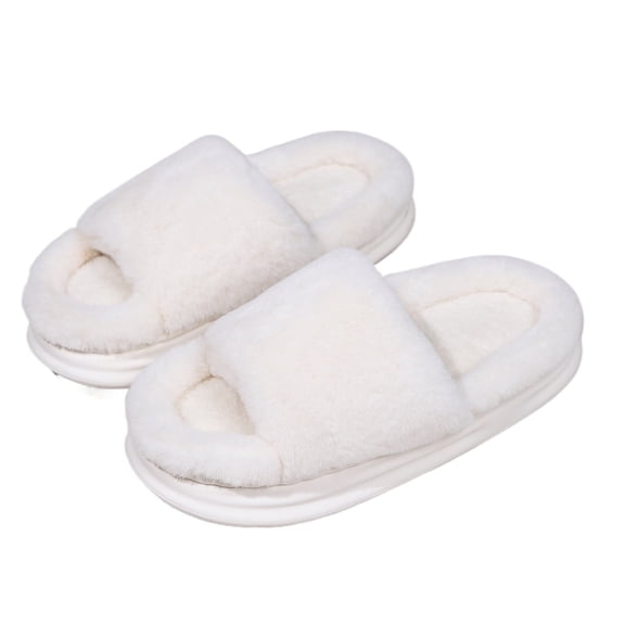 ROSOZ Cozy Open-Toe Fuzzy Slippers – Soft, Warm & Non-Slip Indoor House Shoes (1 or 2 Pairs)