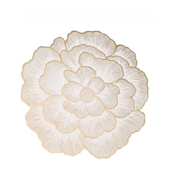 ROSOZ Creative Floral PVC Gold Foil Place Mats Non Slip Table Mats Decorative for Home Hotel Restaurant Dining