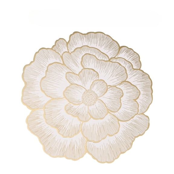 ROSOZ Creative Floral PVC Gold Foil Place Mats Non Slip Table Mats Decorative for Home Hotel Restaurant Dining