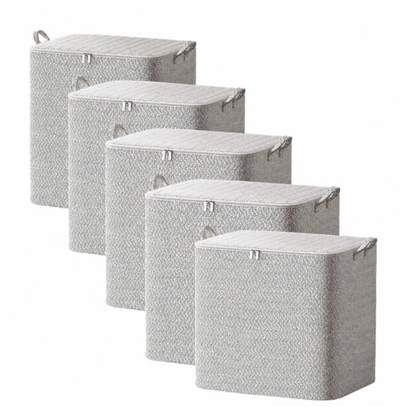 ROSOZ Fabric Clothes Storage Bin with Zipper, Large Capacity Collapsible Storage Organizer for Quilt Bedding Seasonal Clothes