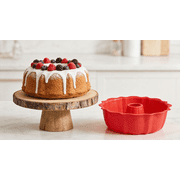 ROSOZ Food Grade Silicone Cake Mold, Non-Stick 9.84 Inch Fluted Tube Baking Pan, Round Bakeware for Cake, Jello, Bread, Monkey Bread and Brownies