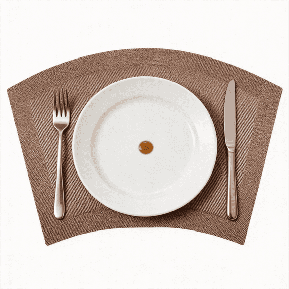 ROSOZ Round Table Fan Shaped Place Mats Heat Resistant Waterproof Dining Table Pads for Hotel Western Restaurant New Chinese Style Tableware