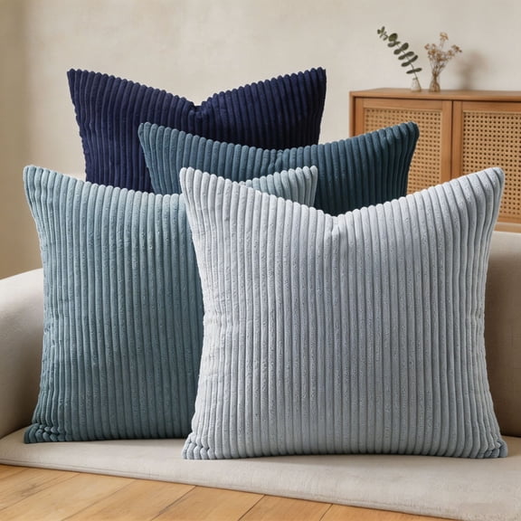 ROSOZ Solid Thin‑Striped Corduroy Throw Pillow Covers, Pillow Covers for Home Living Room Bedroom Car Decor