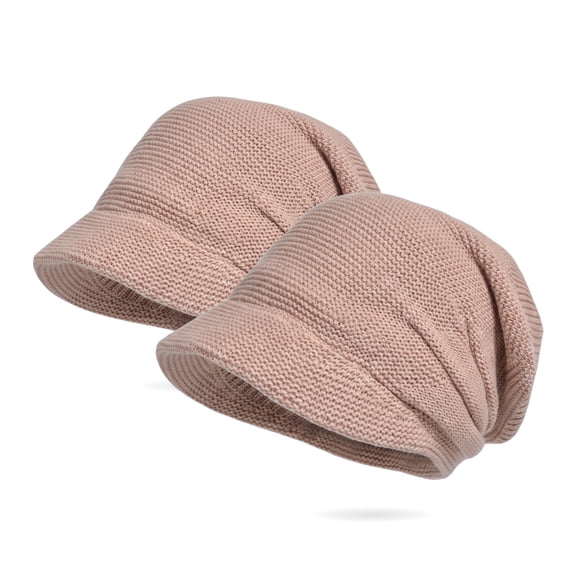 ROSOZ Women Slouchy Beanie Hat 2-Pack, Warm Fleece Lined Wide Brim Knit Cap for Winter