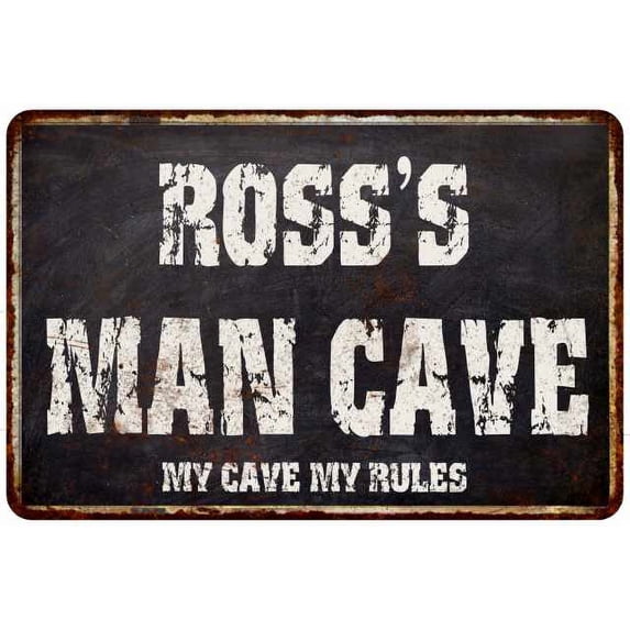 ROSS'S Man Cave Black Grunge Sign Home Décor Gift Cave Funny 112180004107