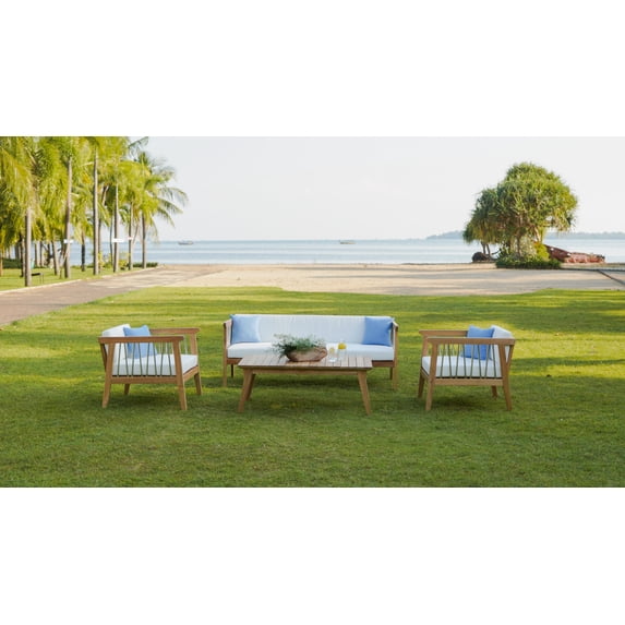 ROSSIO - Moshet Teak Outdoor Converation Set for 5 Person, Teak Coffee Table