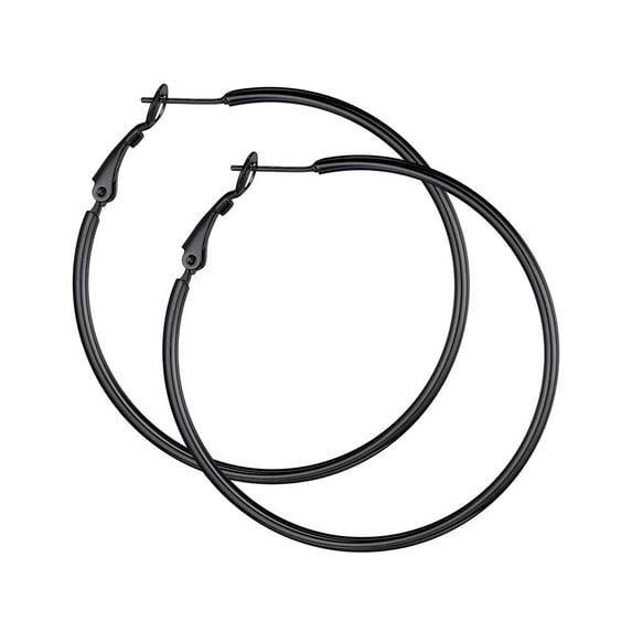 PROSTEEL Large Hoop Earring for Women Black Earrings Hypoallergenic Stainless Steel Christmas Birthday Valentine Day Jewelry Gifts for Mom daughter Adults Age 50mm