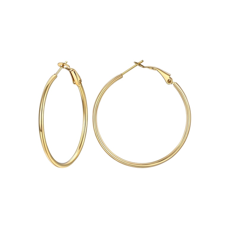 Silver & Gold Big Circle Hoop Earrings For Women - Hypoallergenic Sparkly Statement Hoops