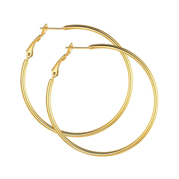 PROSTEEL Large Hoop Earring for Women 14K Yellow Gold Plated Earrings Hypoallergenic Stainless Steel Christmas Birthday Valentine Day Jewelry Gifts for Mom daughter Adults Age 50mm