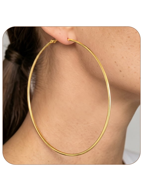 100mm Large Hoop Earring for Women Stainless Steel Earrings Birthday Valentine's Day Gifts Stocking Stuffers for Daughter Mom Wife Adults