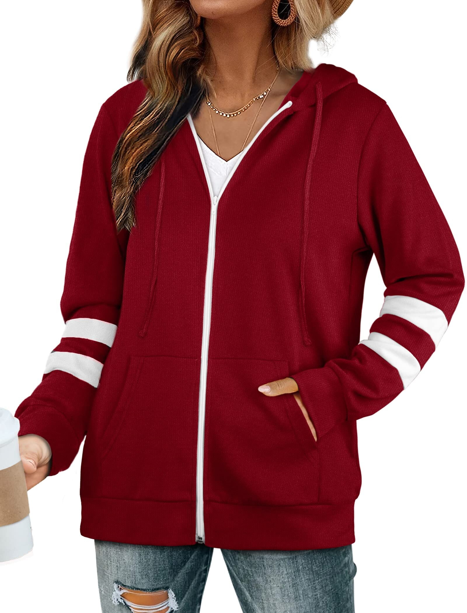 ROSVIGOR Zip Up Hoodie Women Oversized Sweatshirt with Pocket Hooded