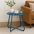 thumbnail image 1 of ROSVOVO 18-Inch Outdoor Round Side Table - Rust-Proof Metal Accent Table with Adjustable Feet for Patio, Porch, Balcony, Blue, 1 of 7