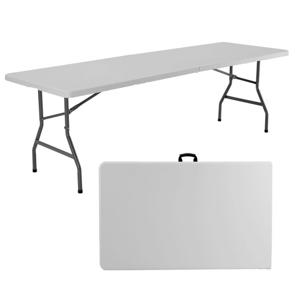 ROSVOVO 8ft Heavy-Duty Folding Table | 300lb Capacity | Instant Setup, Easy Clean & Carry for Camping, Parties, Projects