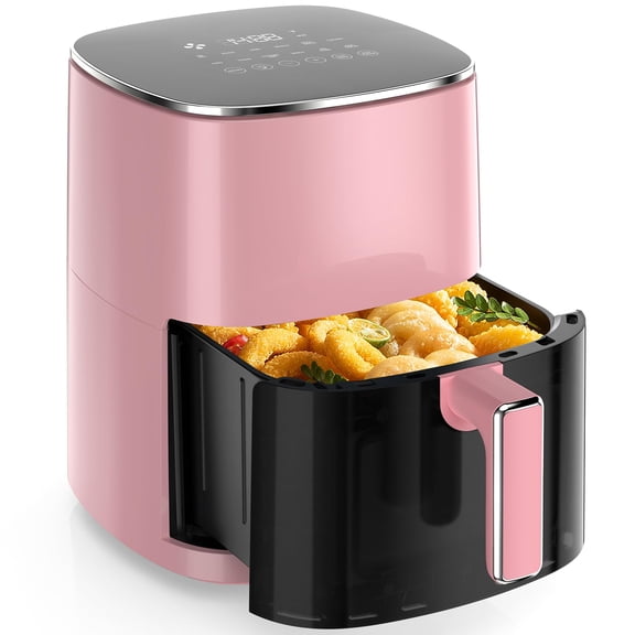 ROSVOVO Air Fryer 6-Quart with Viewing Window 12-in-1 Functions Digital Cooker for Crispy Fries Roasted Chicken Wings, 400°F Max Temperature, Pink
