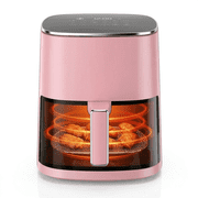 ROSVOVO Air Fryer 6-Quart with Viewing Window 12-in-1 Functions Digital Cooker for Crispy Fries Roasted Chicken Wings, 400°F Max Temperature, Pink