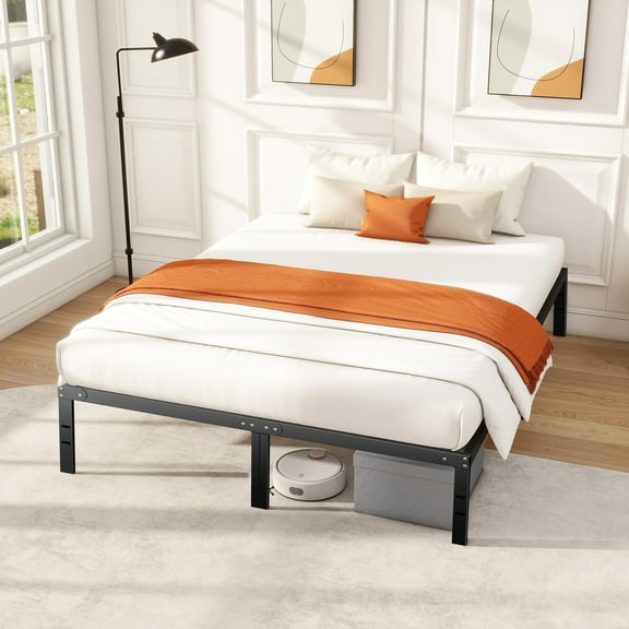 ROSVOVO King Size Bed Frame Metal Platform Sturdy Steel Frame, 14 Inches High Under-Bed Storage, Quick Assembly