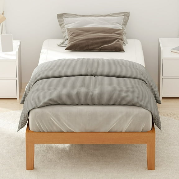 ROSVOVO Solid Wood Bed Frame, Twin Size Platform with Wood Slat Support | Noise-Free Sturdy Design, No Box Spring Needed, Easy Assembly