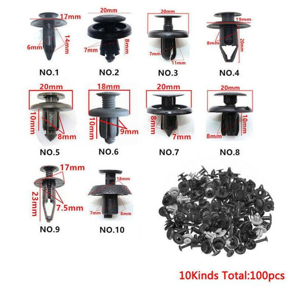 ROSY PIXEL 100X Bumper Clips Auto Car Hole Plastic Screw Rivets Fastener Fender Push Pin