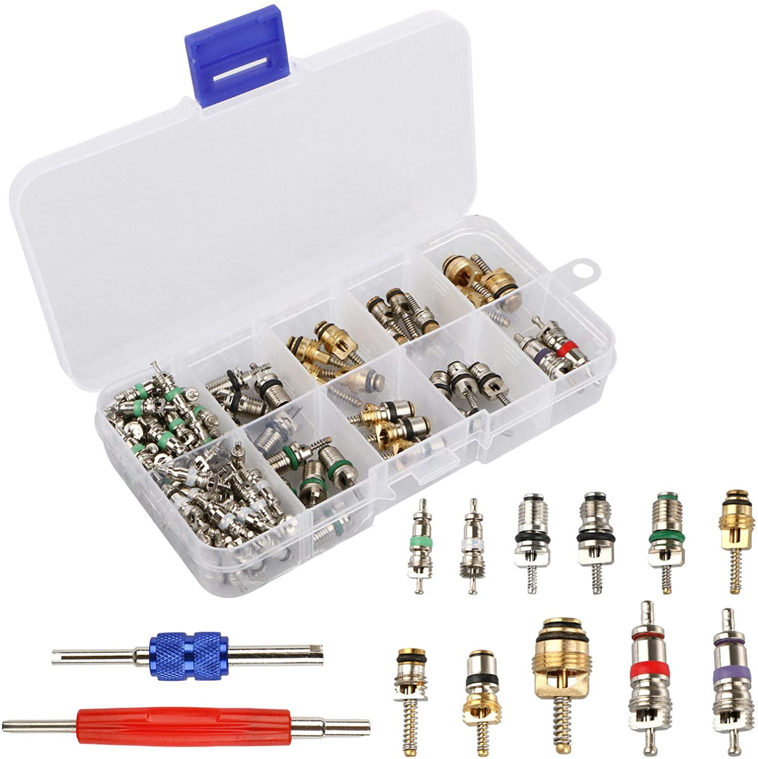 50 Piece Valve Core Assortment ESUMIC 50-Piece A/C Valve Core Kit ...