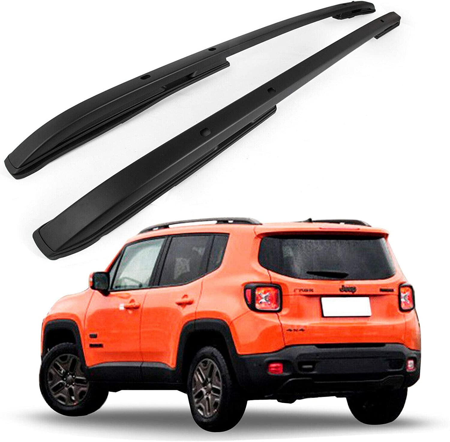 ROSY PIXEL Roof Rack Side Rail for Jeep Renegade 2015-2023 Roof Rails Black Luggage Carries (Black)