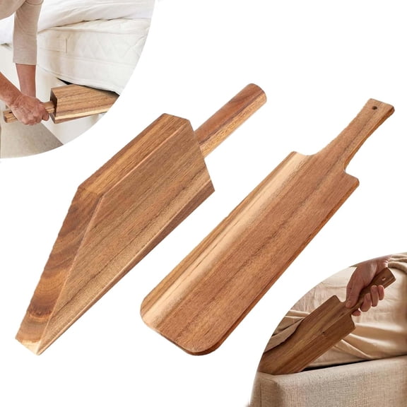 ROSYNEY 2-in-1 Acacia Wood Mattress Lifter & Sheet Tucker, Labor-Saving Bed Making Helper