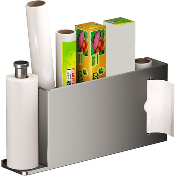 ROSYNEY Adhesive Cabinet Door Organizer, No Drilling Rust Proof Kitchen Door Organizer, Trash Bag Organizer for Kitchen, Toilet, Dorm,Silver